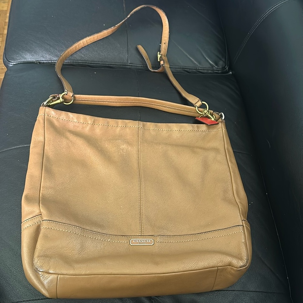coach pebble leather handbag J1305-F23293 brown